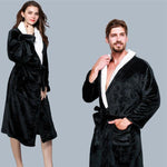 Woman/Men Extra Long Flannel Bathrobe Sleepwear Thick Warm Plus Size Couples Bathrobe