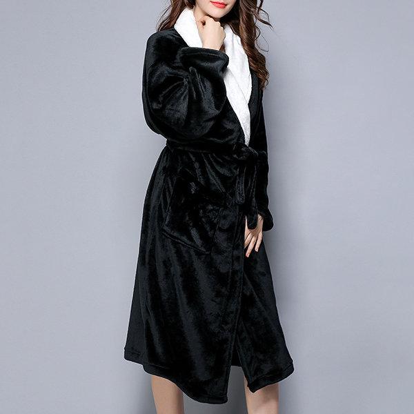 Woman/Men Extra Long Flannel Bathrobe Sleepwear Thick Warm Plus Size Couples Bathrobe