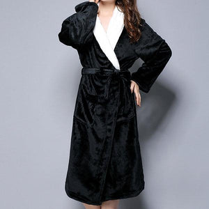 Woman/Men Extra Long Flannel Bathrobe Sleepwear Thick Warm Plus Size Couples Bathrobe